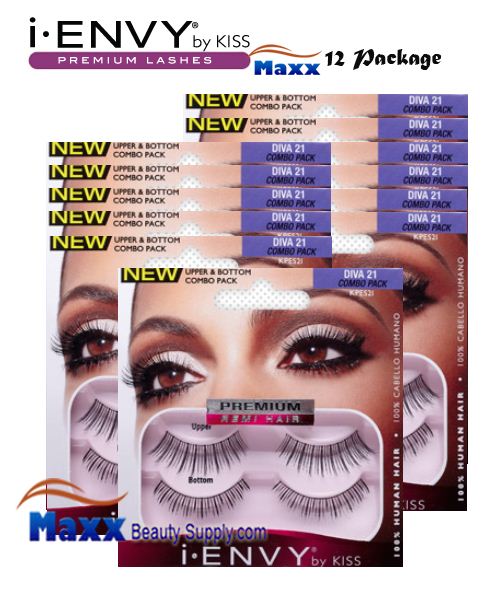 12 Package - Kiss i Envy Double Pack Diva 21 Eyelashes - KPES21